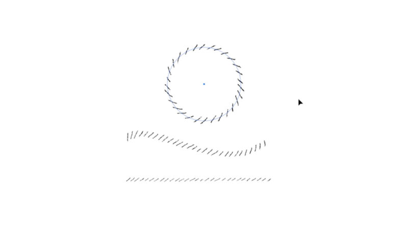 イラストレーターのペンツールや楕円形ツールで作成した直線、曲線、円をブラシに変更できる。