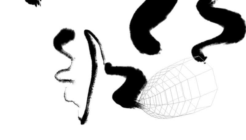 「Zen Brush 2」の筆圧、傾きの設定。ブラシのワイヤーフレーム表示が便利。