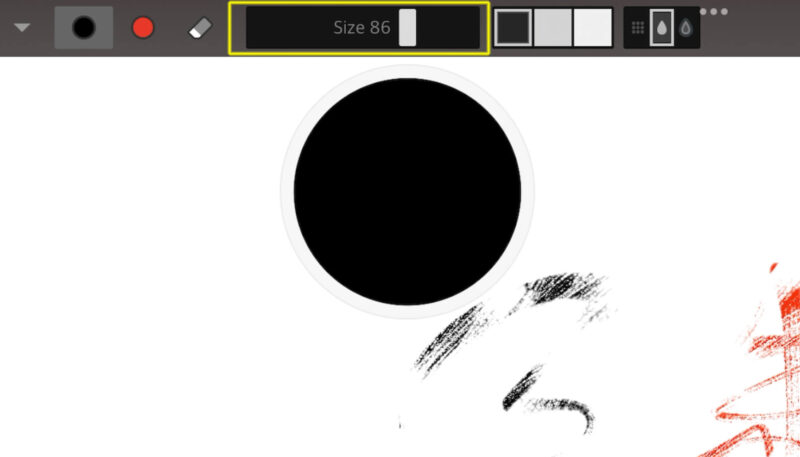 「Zen Brush 2」の筆のサイズ設定